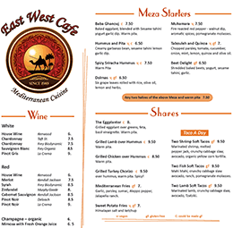 East West Cafe Menu
